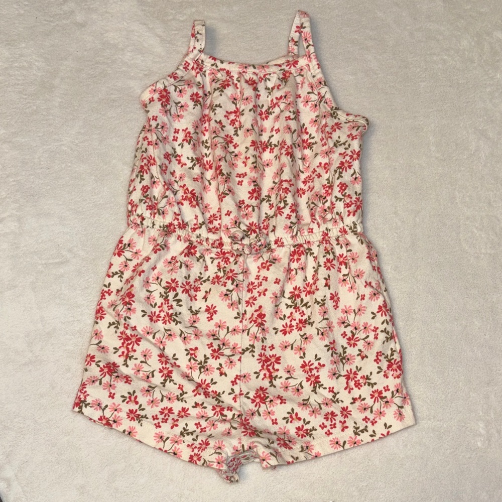 old navy White Floral Sleeveless One-Piece Romper with Pink Flowers 12-18 month